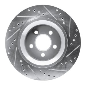 Jeep Liberty Brake Rotor (1) - Front Left - R1 Concepts - Drilled & Slotted - Silver - `11-`12
